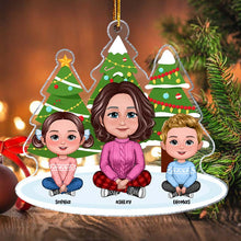 Grandma And Grandkids Under The Christmas Tree - Personality Customized Ornament - Christmas Gift For Family