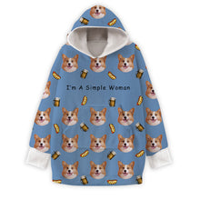 Custom Photo I'm A Simple Woman - Personalized Oversized Blanket Hoodie - Birthday Mother's Day Gift For Dog Mom, Cat Mom