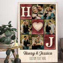 Custom Canvas Printing With Couple Photo And Initials Name - Personalized Customized Canvas - Best Valentines Day Gifts For Couple