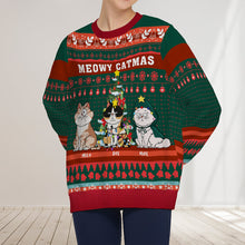 Meowy Catmas Lovely Cartoon Cats - Christmas Sweater - Christmas Gifts For Cat Lovers Personalized Custom Ugly Sweater