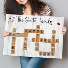 Family Crossword Canvas - Customized Family Name Canvas - Gift For Family Members