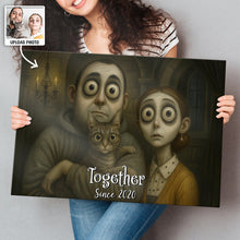 Custom Couple Photo Gothic Animated Style - Personalized Customized Canvas - Unique Halloween Gift For Couple, Him, Her, Husband, Wife