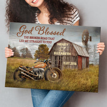 God Blessed The Broken Road Barn & Truck - Personalized Canvas - Farmhouse Decoration Perfect Gift For Couple Husband Wife