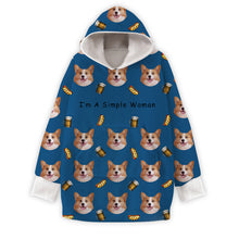 Custom Photo I'm A Simple Woman - Personalized Oversized Blanket Hoodie - Birthday Mother's Day Gift For Dog Mom, Cat Mom
