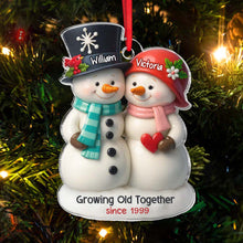 Growing Old Together 3D Effect Couple Snowman - Personalized Acrylic Ornament - Christmas Gift For Family Member, Couple