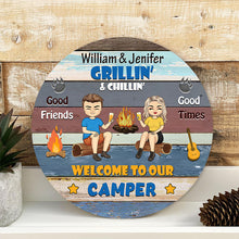 Welcome To Our Camper Gift For Camping Couples Personalized Custom Door Sign