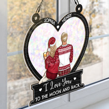 I Love You To The Moon - Customized Personalized Window Ornament - Christmas Gift For Couple