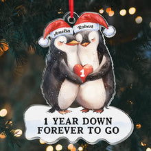 Cute Penguin Couple Shaped - Personalized Acrylic Ornament - Christmas Gift For Couple, Lovers