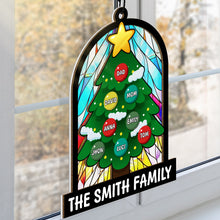 Family Christmas Tree - Personalized Window Suncatcher Ornament - Family Gift For Christmas