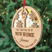 First Christmas In New Home - Personalized Custom Mirror Wooden Ornament - Gift For Family