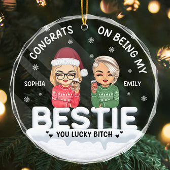 Lucky You - Personalized Glass Ornament - Christmas Gift For Besties, Sistas, Sisters