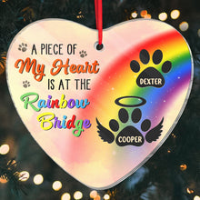 My Heart At The Rainbow Bridge - Personalized Custom Heart Acrylic Ornament - Gift For Pet Lovers