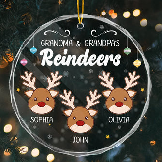 Christmas Reindeers - Customized Personalized Glass Ornament - Christmas Gift For Family