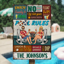 The Pool Rule Of My Poolside - Personalized Metal Signs - Decors For Poolside - Gift For Family, Couples