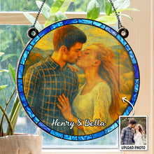 Custom Couple Photo Starry Night - Personalized Acrylic Window Suncatcher Ornament - Gift For Couple, Him, Her