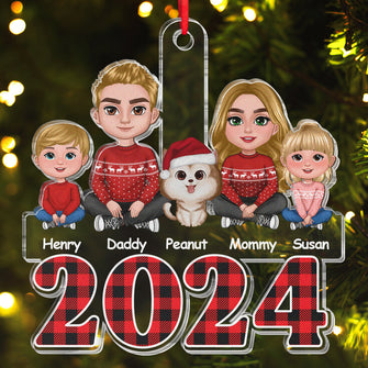 Family Sitting - Personalized Customized Ornament - Gifts For Family Couple Mom Dad Husband Wife