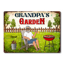 Grandpa's Garden - Personalized Metal Sign For Backyard, Garden - Gift For Grandpa, Family