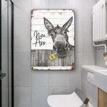 Donkey Sunflower Bathroom Metal Sign