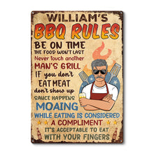 Grilling Dad Grandpa Barbeque Rules - Personalized Metal Sign - Gift For Dad, Grandpa