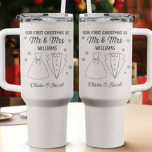 Our First Christmas As Mr & Mrs - Personalized Custom 40oz Stainless Steel Tumbler - Gift For Couple