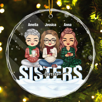 Sistas Forever - Personalized Glass Ornament - Christmas Gift For Besties, Sistas, Sisters