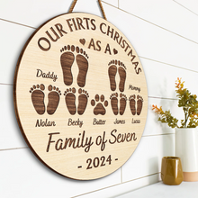 Our First Family Christmas - Customized Personalized Door Sign - Christmas Gift For Family