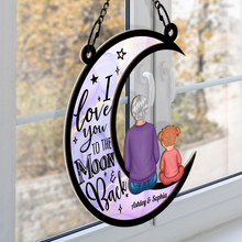 I Love You To The Moon - Customized Personalized Window Suncatcher Ornament - Gift For Family Grandma