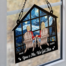 You And Me We Got This Couple Sitting - Personalized Window Suncatcher Ornament - Christmas Gift For Married Couple Husband Wife