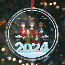 Sisters and Siblings Sitting - Personalized Glass Ornament - Christmas Gift For Family, Siblings, Sistas, Sisters