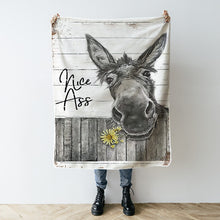 Fleece Blanket Funny Donkey Sunflower Farmhouse Bathroom Flannel Blanket For Besties Family Gifts Vintage Retro