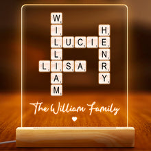 Crossword With Family - Personalized Customized 3D LED Light - Gift For Family Members