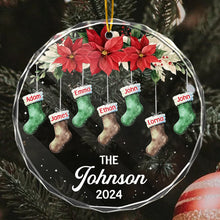 Christmas Stocking Family - Customized Personalized Glass Ornament - Christmas Gift For Family