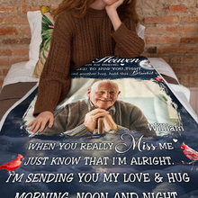 Custom Photo A Hug From Heaven Memorial - Personalized Photo Blanket - Gifts For Memorial, Gift For Loss, Mourning Gift