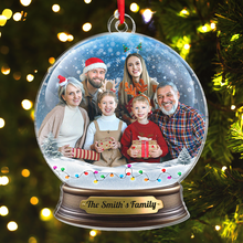 Custom Photo Family Snow Globe - Personalized Custom Acrylic Ornament - Christmas Gift For Family