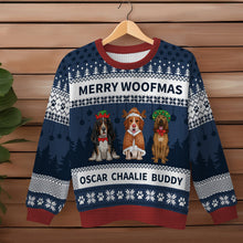 Merry Woofmas Lovely Cartoon Dogs - Ugly Sweater - Christmas Gifts Puppies With Funny Face Personalized Custom Ugly Sweater