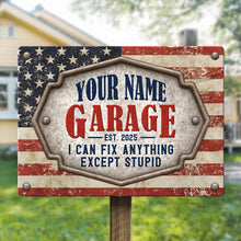 Garage I Can Fix Everything American Theme - Personalized Custom Metal Sign -  Gift For Dad, Husband, Him