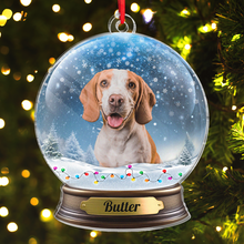 Custom Photo Pet Snow Globe - Personalized Custom Acrylic Ornament - Christmas Gift For Pet Lovers