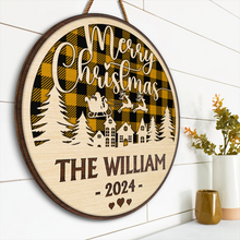 Merry Christmas, Art with Family Name - Personalized Door Signs - Christmas Gift For Family