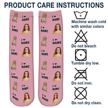 Custom Photo Face I Love You -  Personalized Customized Socks - Gift For Pet Lover