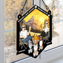 Making Memories One Campsite At A Time  - Personalized Acrylic Window Suncatcher Ornament - Gift For Couple Dog Lover