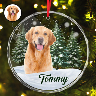 Custom Photo Pet Face - Customized Personalized Glass Ornament - Christmas Gift For Dog Lovers