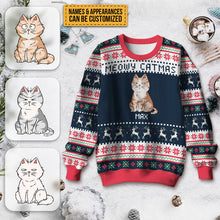 Personalized Unisex Ugly Sweater Funny Cartoon Cats Christmas Gift For Cat Lovers, Cat Moms, Cat Dads