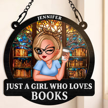 Just A Girl Loves Books - Personalized Custom Window Suncatcher Ornament - Gift For Book Lovers, Reading Girls