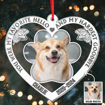 Custom Photo You Were My Favorite Hello - Personalized Customized Ornament - Gift For Pet Lover