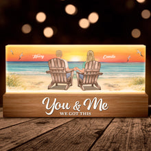 Couple Sitting At Beach -  Customized Personalized Acrylic LED Night Light - Gifts For Couple