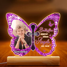 Custom Photo Butterflies Are The Heaven - Personalized 3D LED Light - Memorial Gift For Family Members, Grandparents