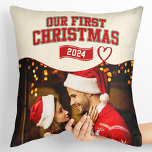 Custom Photo Our First Christmas - Personalized Custom Pillow - Christmas Gift For Family, Couple