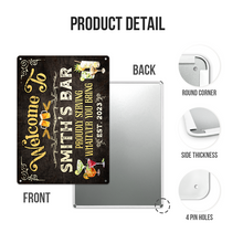 Bar Sign Vintage Black Wood Design - Personalized Custom Classic Metal Signs