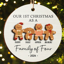 First Christmas As A Family As A Gingerbread- Personalized 2-Layered Wooden Ornament - Gifts For Family