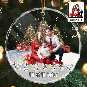 Custom Photo Family Christmas -  Personalized Custom Glass Ornament - Christmas Family Gift